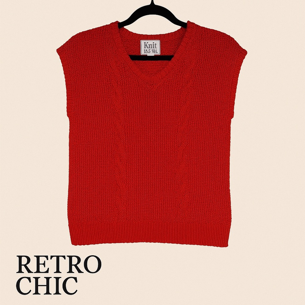 Knit deville  Vibrant Red V-Neck Sweater vest